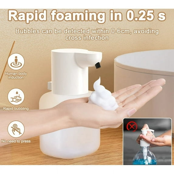 Automatic Soap Dispenser Touchless Foaming 550ml USB Rechargeable Adjustable Foam White
