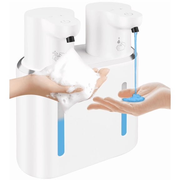 Automatic Soap Dispenser Touchless Rechargeable Wall Mounted,AILKIN 27oz/800ml 4 Gears Adjustable Waterproof Dual Head Foaming+Liquid Dish Foam Soap Dispenser for Bathroom,Countertop,Sink,Kitchen