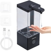 Automatic Soap Dispenser Touchless, Soap Dispenser Bathroom, Large Transparent Reservoir&Wall Mount, Type-C Rechargeable&3-Level Adjustable, Water-Resistant, Kitchen, Hotel, and School, Black