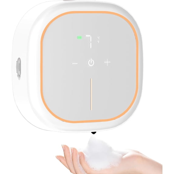 Automatic Foaming Soap Dispenser, Touchless Hand Free Soap Dispenser with 7 Adjustable Levels, Wall-mounted Motion Sensor and Waterproof Base, Smart Soap Dispenser for Bathroom Kitchen