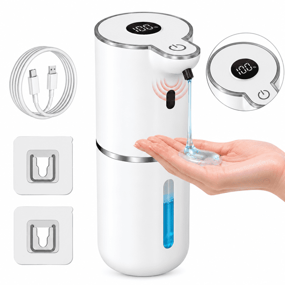 KOYMISKU Automatic Soap Dispenser, 13.5oz/400mL Touchless Wall Mounted USB Rechargeable, 6-Level Adjustable Smart Hand Soap Dispenser for Bathroom Kitchen