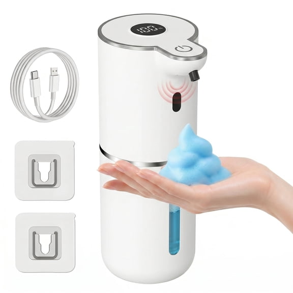 KOYMISKU Automatic Soap Dispenser, 13.5oz/400mL Touchless Wall Mounted USB Rechargeable, 6-Level Adjustable Smart Hand Soap Dispenser for Bathroom Kitchen