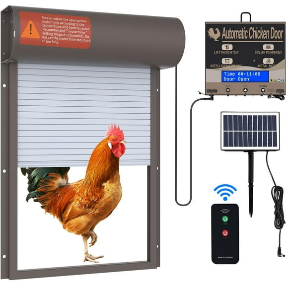 Automatic Solar Chicken Coop Door for Chickens 4 Program Modes Timer Light Sensor Remote Control