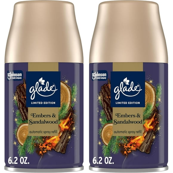 Automatic Spray Refill, Embers & Sandalwood, Scented Air Freshener for Home and Bathroom, 6.2 Oz, 2 Count