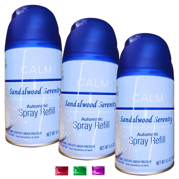 Automatic Spray Refill Sandalwood Serenity Calm Scent 4.5 Oz 3 Pack, Scented Air Freshener Long Lasting Odor Neutralizer Deodorizer w/ Snoep in Beperkte Oplage