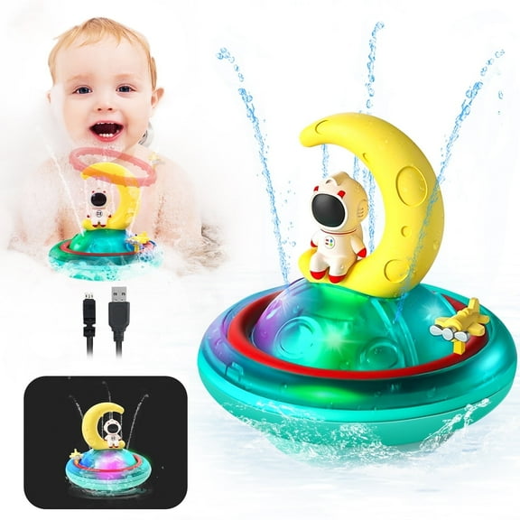 Automatic Spray Water Baby Bath Toy, Rechargeable Toddler Bath Toy with Flashing Lights, Safe ABS Material, for Boys & Girls
