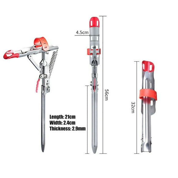 Automatic Spring Fishing Rod Holder 1 Pack Stainless Steel Fishing Pole Stand with Single Spring Loaded Tip-up Action for Ground Support Brackets