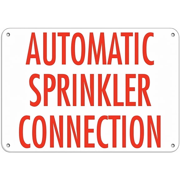 Automatic Sprinkler Connection Fire Tin Warning Metal Sign 8"x12" - Vintage Wall Decor for Home Farm Bar Coffee Shop Club, Sprinkler Connection Sign