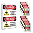 thumbnail image 1 of Automatic Start Equipment Bilingual OSHA Danger Aluminum Sign 18 Inch x 12 Inch - 10 Pack, 1 of 8