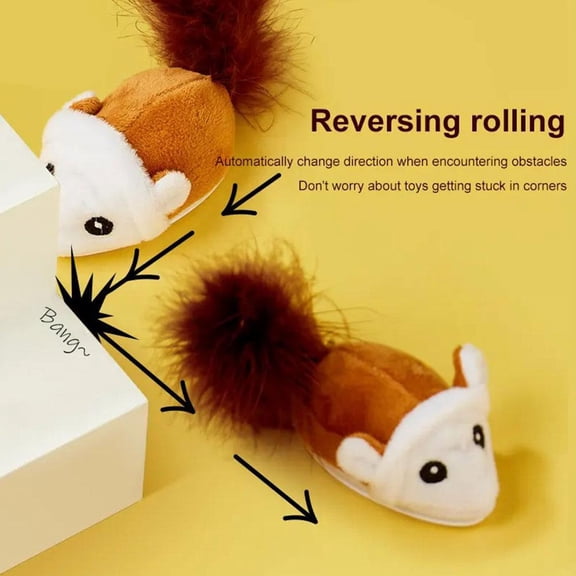 Automatic Steering Cat Toy Mouse, 2.95 in, Changes Direction on Collision, Promotes Chasing & Relieves AnxietyGrey,1pcs