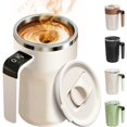 thumbnail image 1 of Automatic Stirring Coffee Cup with Temperature Display, Rechargeable Coffee Mug, 13.5oz Self-Stirring Mug with Lid, Stainless Steel Material Suitable for Coffee, Milk, and Other Beverages (White), 1 of 8