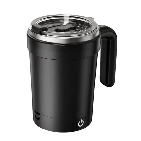 Automatic Stirring Coffee Cup with Temperature Display,Rechargeable Electric Self Stirring Mug with Magnetic Mixing & LCD Screen, Portable StirringMugs for Coffee, Milk, Cocoa (Black)