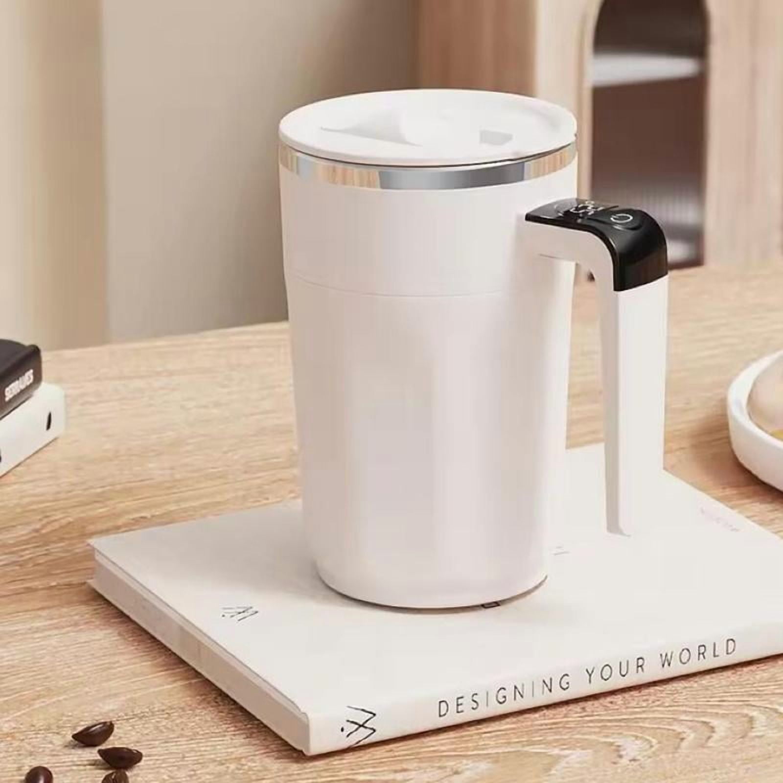 Automatic Stirring Coffee Cup, USB Rechargeable Stainless Steel Magnetic Mixing Cup with Temperature Display, Household Kitchen Appliances for Home Office