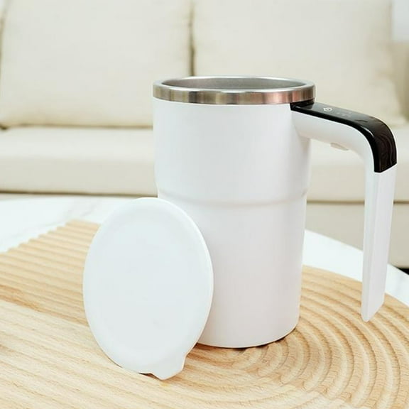 Automatic Stirring Mug with Temperature Measurement, Stainless Steel Magnetized Mug Portable, Electric Coffee Mug with Built-in Stirrer, USB Charging for Office Travel Home