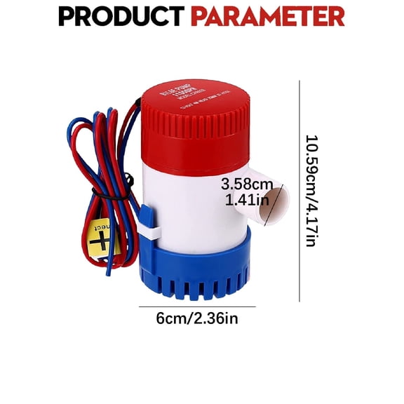 Automatic Submersible Bilge Pump, Submersible Water Pump with Float Switch, 12V Corrosion Resistant, for Boats