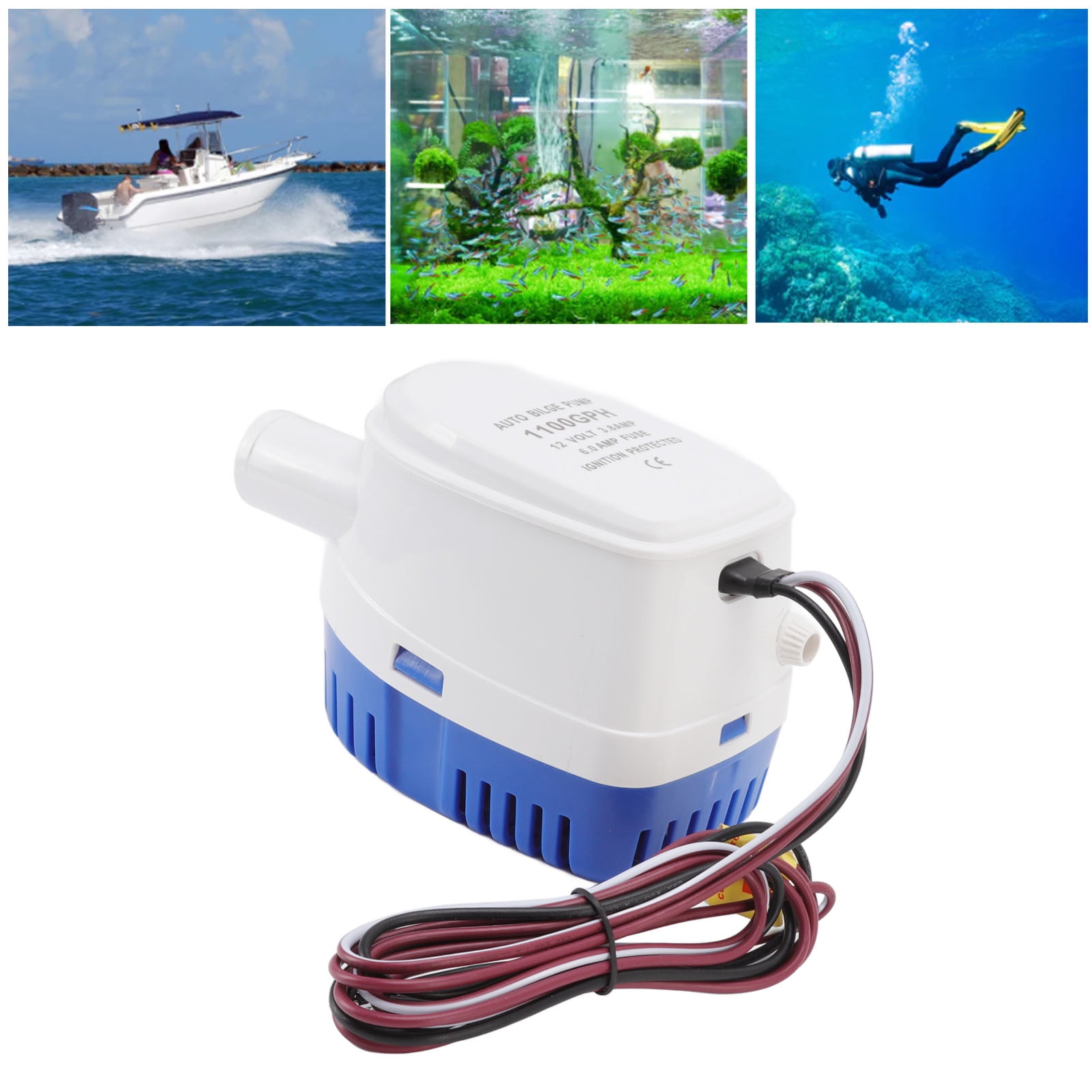 Automatic Submersible Small Boat Bilge , 4 Meter Lift Micro Submersible
