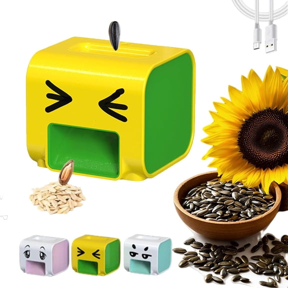 Automatic Sunflower Seed Peeler Machine, Compact & Portable Electric Sunflower & Melon Seed Cracker, Efficient Kernel Separator with Battery for Home & Travel Use (yellow)
