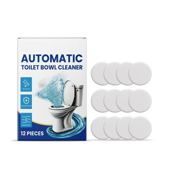 Automatic Toilet Bowl Cleaner 12 Sheets, Toilet Bowl Cleaner Tablets with Bleach for Deodorizing and Descaling, Bathroom Cleaner Against Tough Stains