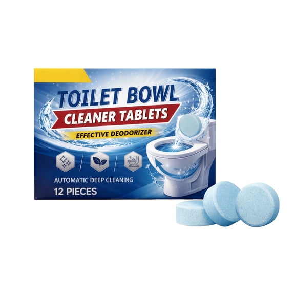 Automatic Toilet Bowl Cleaner Tablets 12 Pack, Blue Toilet Tank Cleaner Tablets, Hard Water Ring Remover, Septic Safe Toilet Cleaning and Deodorizer