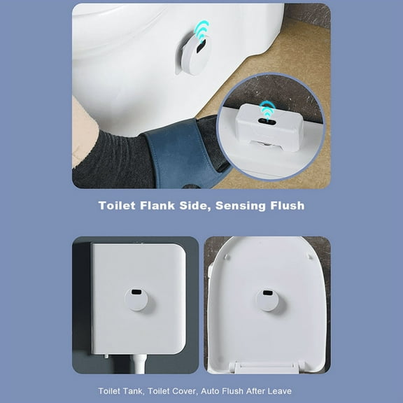Automatic Toilet Flush Button+2 x Transmitter Toilet Flusher Rechargeable Smart Toilet Flushing Sensor,1 * Automatic Toilet Flush Button 2 * Wireless Transmitter,White