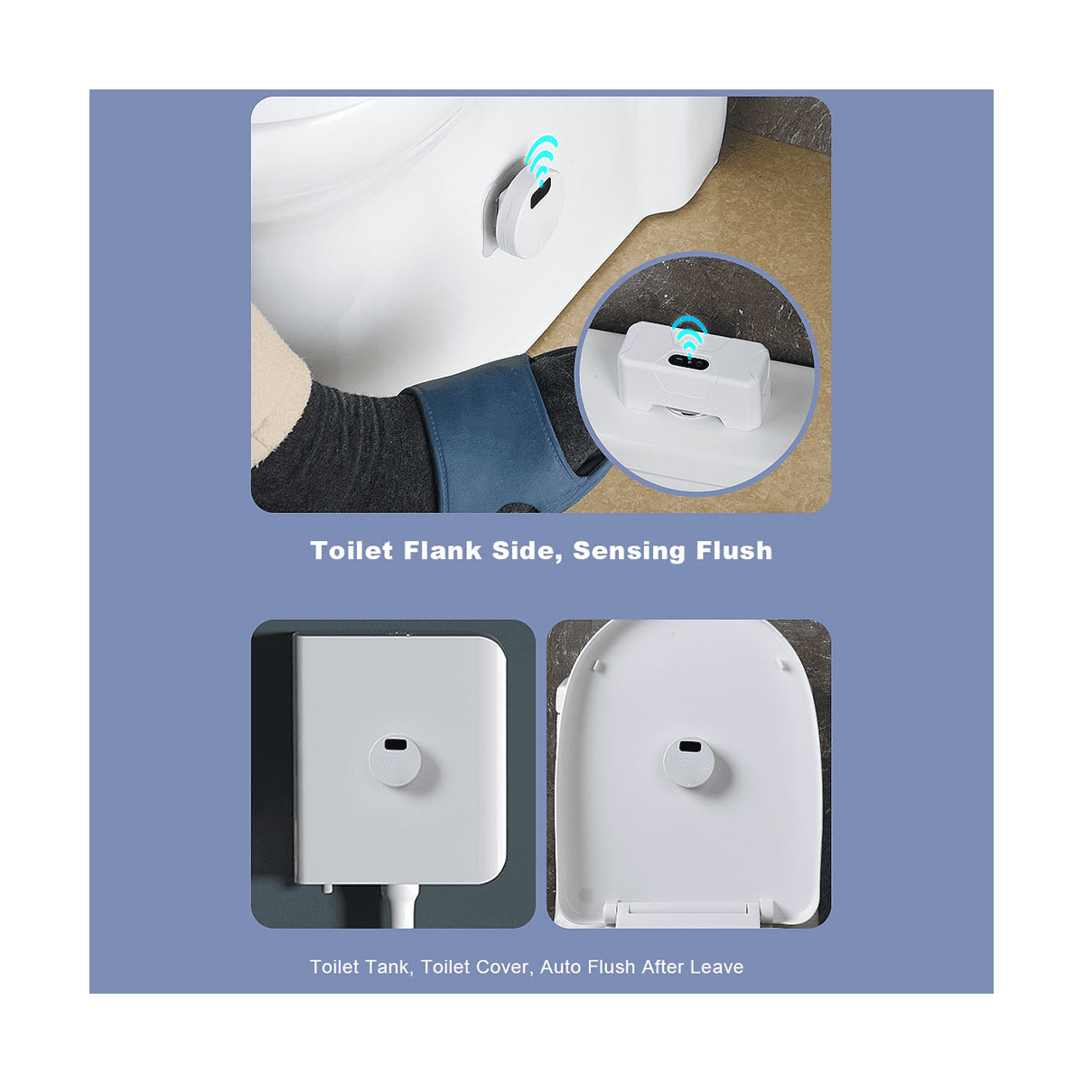 Automatic Toilet Flush Button+2 x Transmitter Toilet Flusher