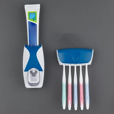 Automatic Toothbrush Dispenser Wall Mount Toothpaste Squeezer and Toothbrush Holder Set for Kids Family Bathroom Use