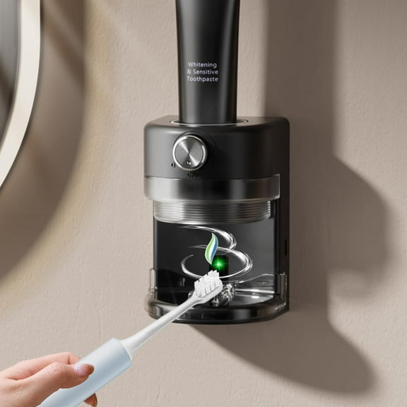 Automatic Toothpaste Dispenser, Electric Toothpaste Dispenser for Bathroom, Toothpaste Squeezer with Adjustable Toothpaste Dispensing Volume, Wall Mounted Toothpaste Dispenser for Kid & Adult
