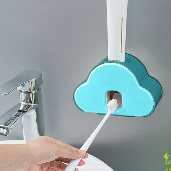 Automatic Toothpaste Dispenser with Toothbrush Holder | Wall Mounted Hands-Free Design | Dual Squeeze Modes for Adults & Kids | Space Saving Bathroom Organizer | White, Gray, Blue, Yellow