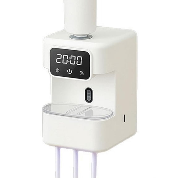 Automatic Toothpaste Dispenser, UV Toothbrush Holder with Type-C Rechargeable Sensor and 3 Slots Wall Mounted