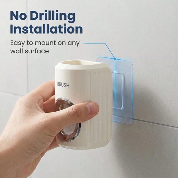 Automatic Toothpaste Dispenser Wall Mount, Toothbrush Holder for Bathroom Counter