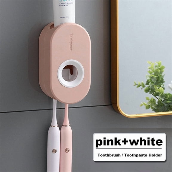 Automatic Toothpaste Dispenser Wall Mount Toothpaste Squeezer with Toothbrush Holder for Family Shower Bathroom Accessories