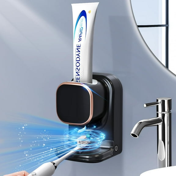 Automatic Toothpaste Dispenser, Wall Mounted, Electric Toothpaste Dispenser for Kids and Adults, Black