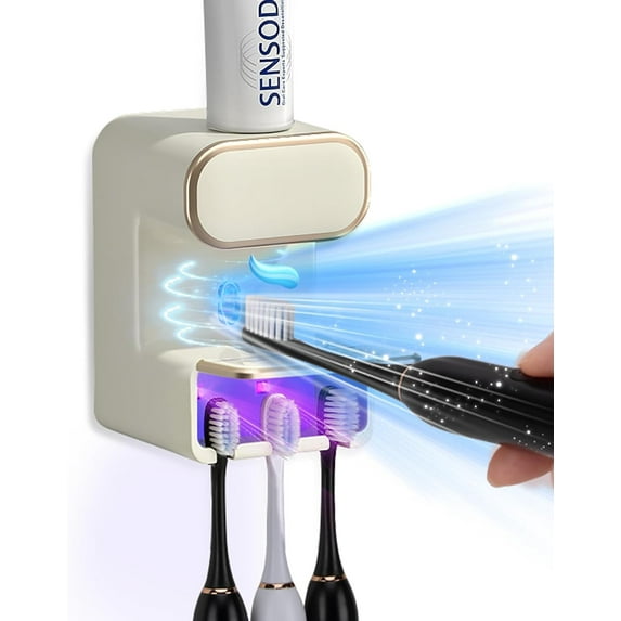 Automatic Toothpaste Dispenser,Wall Mounted Electric Toothpaste Dispenser with 3 Toothpaste Slots,Toothpaste Dispenser for Kids and Adults (White)