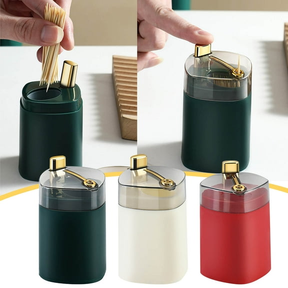 Automatic Toothpick Dispenser under $5! CQCYD Automatic Toothpick Dispenser, Press Type Toothpick Box with Spring Mechanism, Home Kitchen Bathroom Essential, Hygienic Toothpick Holder for Daily Use
