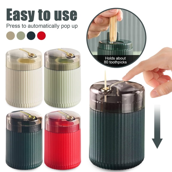 Automatic Toothpick Holder Dispenser With Press-Action Pop-Up Mechanism, Hygienic Toothpick Storage Container For Clean And Convenient Access, Portable Creative Design For Home