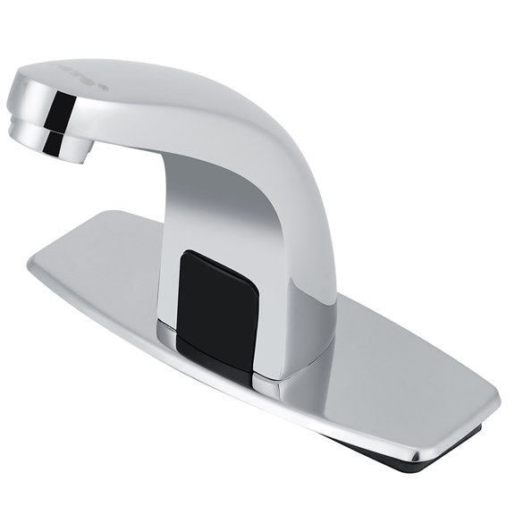 Automatic Touchless Bathroom Sink Faucet with Hole Cover Plate, Powered Sensor Hands Free Bathroom Tap with Control Box and Temperature Mixer