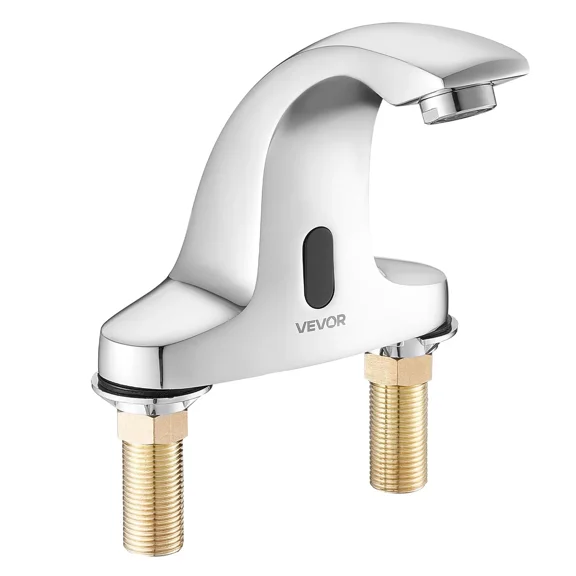 Automatic Touchless Bathroom Sink Faucet with Motion Sensor - Cold Water, Battery Operated, Chrome Plated, Ideal for 9/16" Pipe Commercial Use-silver