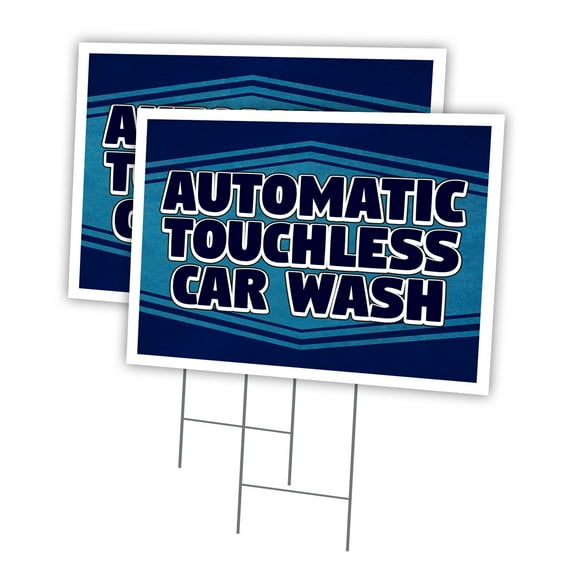 Automatic Touchless Car Wash 2 Pack Of 18" x 24" Yard Sign & Stake | Advertise Your Business | Stake Included Image On Front Only | Made in The USA