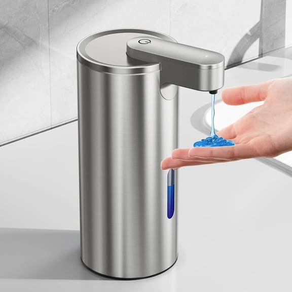 Automatic Touchless Foaming Soap Dispenser, Stainless Steel 11.5 oz with 3-Level Adjustable Sensor Pump for Kitchen & Bathroom Liquid Soap