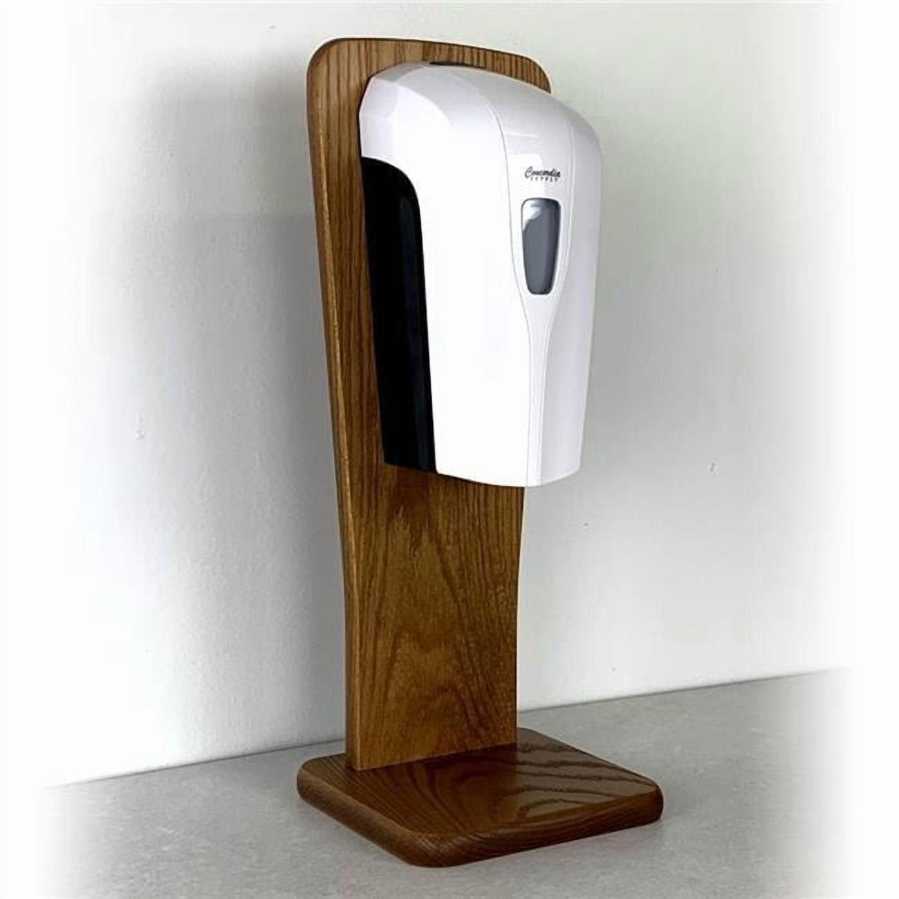 Automatic Touchless Gel Hand Sanitizer Dispenser on Oak Countertop Stand, Medium Oak