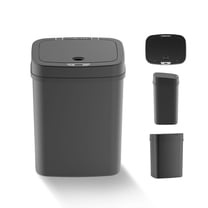 Automatic Touchless Infrared Motion Sensor Trash Can, 3 Gal 12 L Rectangular ABS Plastic Trashcan for Bedroom & Bathroom, Hands-Free Smart Garbage Bin with Motion Sensor Lid (Black)