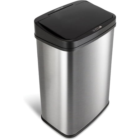 Automatic Touchless Motion Sensor Rectangular Trash Can, 13 Gal, Black Trim