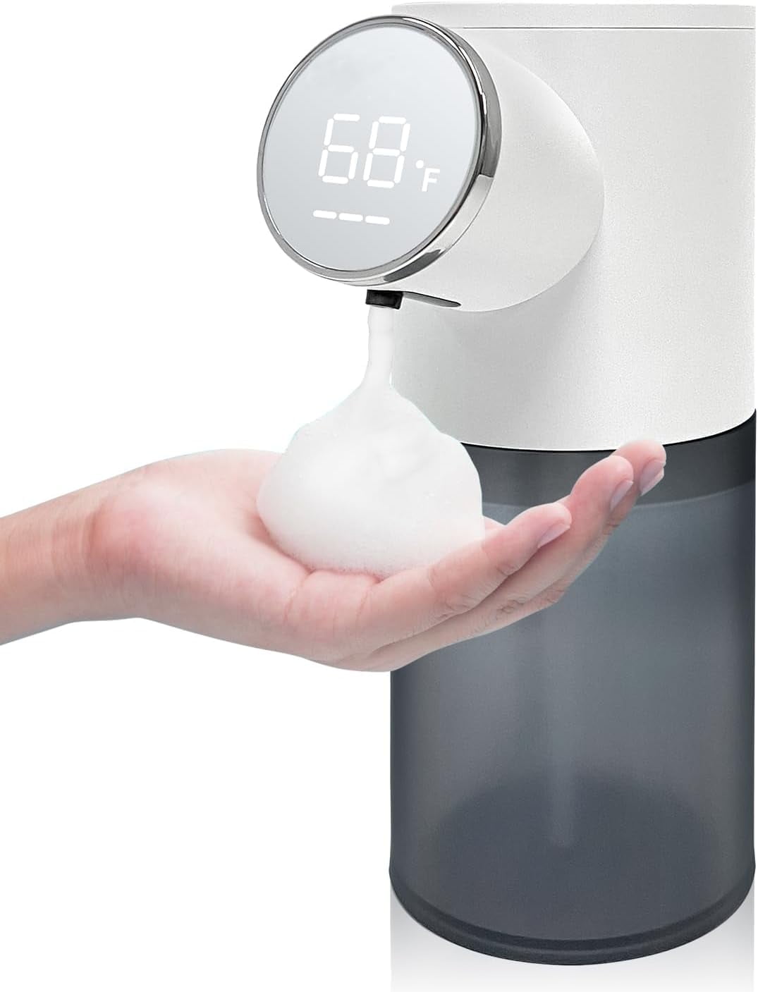 Automatic Touchless Soap Dispenser for Kitchen Sink, Electric Dish Foam Soap Dispenser with Temperature Display, Rechargeable Waterproof Soap Dispenser for Bathroom, Office, Hotel, Restaurant
