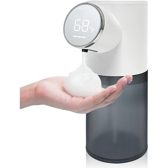 Automatic Touchless Soap Dispenser for Kitchen Sink, Electric Dish Foam Soap Dispenser with Temperature Display, Rechargeable Waterproof Soap Dispenser for Bathroom, Office, Hotel, Restaurant