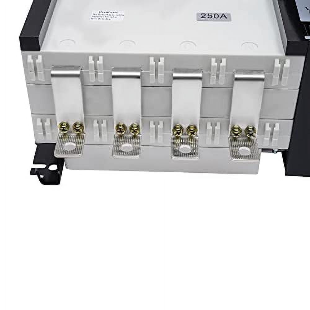 Automatic Transfer Switch,110V 250A Industrial Dual Power Generator Changeover Switch Support Manual/Auto Adjustment Automatic Transfer Switch for Hospitals Factories, Black, White