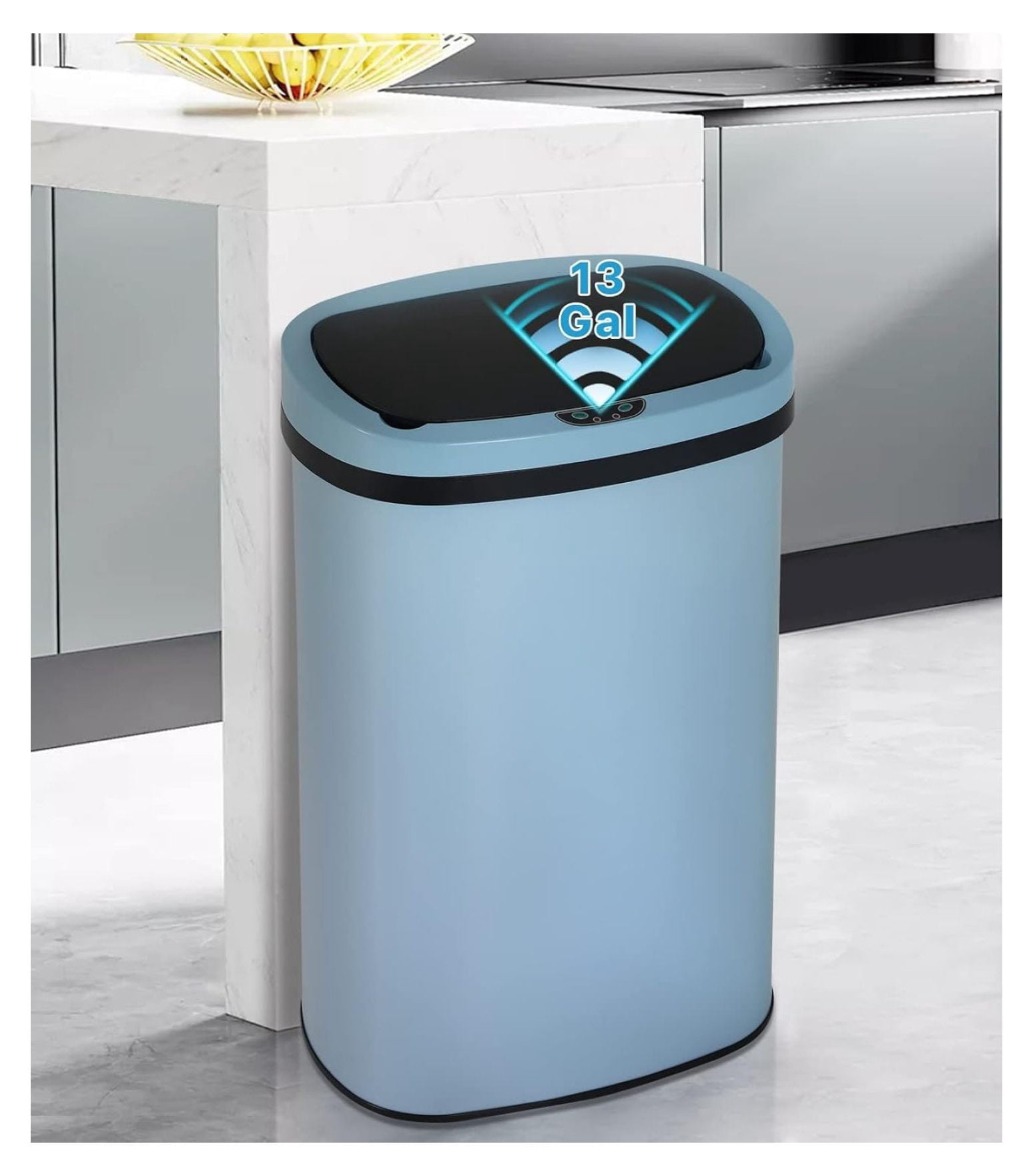 Automatic Trash Can 13 Gallon Garbage Can with Lid Stainless Steel ...