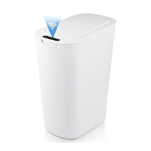 Automatic Trash Can, Touchless Sensor Bin - 5.28 Gallon Waterproof Smart Dustbin for Bathroom & Restroom - White, 3 Open Modes (Sensor, Button, Kick)