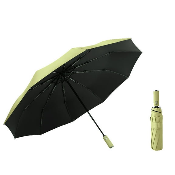 Automatic Umbrella 1PC,Reverse Folding Sun & Rain Protection41.34x25.59in,-Rib Fiberglass Frame Windproof Compact Travel Essential for Commuters(Green)