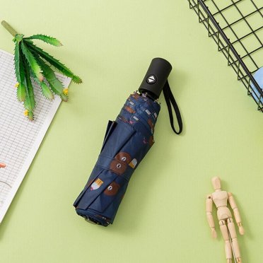 Automatic Black Compact Umbrella - Anti-UV, Sun & Rain, Windproof, 3-Fold Folding