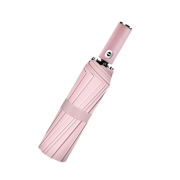 Automatic Umbrella Travel Umbrella, Auto Open/Close with Flashlight Folding Umbrella Rain Umbrella for Travel, Outdoor Activities, Camping Pink